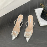 Spring And Summer New 35-42 Women's Glass And Transparent Pointed Sandals High Heels High