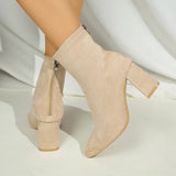 Skinny Women's Shoes Coarse Heel Chelsea Short Boots 2025 New Autumn And Winter Pointed Velvet High-Heeled Women's Short