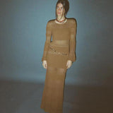 Zingj New Sexy Hollow Back Knit Long Sleeve Dress Female