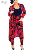 Big Size 2 Pieces Set Sexy Autumn Fashion Women Set Female Tops Floral Print Long Sleeve Cardigan Bodycon Stripe