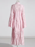2025 Summer New Collar Horn Sleeve Lace To Receive Waist Long Dress Dress