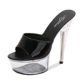 Zingj Patent Leather 15Cm Special High Heels With Sexy Waterproof Platform Hate Day Superb High Slippers Female