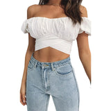 Zingj New Lantern Short Sleeve Umbilical Cord Short Shirt Pleated Women's Small Shirt Traditional Wrapped Body Clothes
