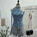 And Summer Ribbon Wear Double Mesh Sexy Hottie Hanging Neck Sling Vest Woman