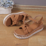 Summer New Loose Cake Heel Sandals Women's Bow Bow Rope Soles Of The Leisure Women's