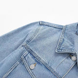 Summer New Temperament Lapel Long Sleeves Do Old Jeans Belt Dress Female
