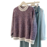 And Winter Dress New Women's Sweater Women's Korean Round Collar Bumpy Long-Sleeved Knitted Jersey Women Loose Thin