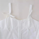 Women's Clothing INS Net Red Explosion White Bow Repair Body Slim Thin Sling