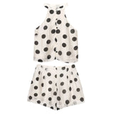 New Wave Point Hanging Neck Blouse 1608052 Folding Shorts