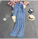 Suit Female Temperament Loose Long-Sleeved Shirt Two Sets Of Leisure High-Waist Hanging Pendant 100