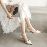 Summer Creative New Bow Buckle With A Fine Heel Casual High Heel Single Shoes Women's
