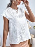 Shirt Women Summer O-neck Casual Tops Ladies Leopard Print Blouse Elegant Short Sleeve Blouse Vintage Slim Chemise
