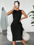 Sleeveless Vest Skirt Folding Drawstring Repair Kitted Dress Dress