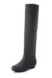 Long Boots Women's New Round Head High Cylinder Two Wearing Elastic Boots Flat Emvelvet Large Size Women's