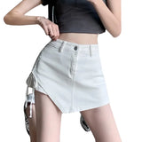 Zingj Girl High Waist Denim Skirt Women's Summer Skirt Short Small Washed Retro Half Skirt Strap Wrapped Hip Skirt