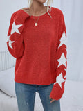 And Winter Women's Knitted Sweater Fashion Pure Color Five-Pointed Star-Colored Collar Collar