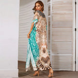 Style Printed Oversized Beach Blouse Sexy Holiday Sweater Long Robe Bikini