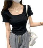 Zingj Collar T-Shirt Women's Summer Korean Version 2024 New Spice Girl Design Sense Slim Slim Short Short-Sleeved