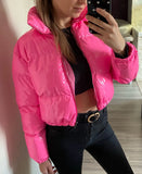 2022 Women's New Bright Noodles Bread Clothes Down Cotton Clothes Hot Style-Outfit
