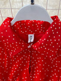 Vintage Polka Dot Pleated Long Dress Women Blue/Red/Purple Draped Vestidos Casual Female High Waist Big Swing Robe