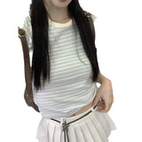 Zingj Short-Sleeved Striped T-Shirt Female 2024 Summer Hot Girl Slim Slim Bottom Shirt Versatile Student Short