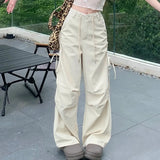 Side Drawstring Pleated Cargo Pants-Outfit
