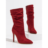Short Boots Naturally Wrinkled With Pointed Fashion Street