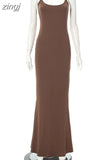 Summer Simple Satin Slip Maxi Dress Women Sleeveless Backless Slim Party Y2K Concise Camisole Dress Female