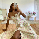 Women's Long-Term 2025 Women's Dress New Dress Summer Short-Sleeved French Fresh Floral Dress Square