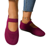 Women's Shoes Flying Breathable Single Shoes Women's Knitted Mesh Large Flat Four Seasons Working Shoes Boat