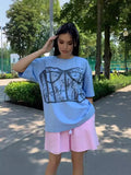 And Spicy Wind Shoulder Short-Sleeved Letter Printing T-Shirt Girl Spring Small Loose Thin Top