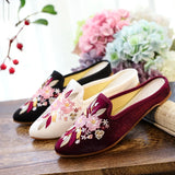 Zingj Single Shoes Cotton Shoes Pointed Shoes Muller Shoes Fashion National Style Women's Single Shoes Embroidered Cloth