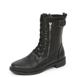 And Winter New Large Size 43 Flat Bottom Martin Boots Women's High-Tipper Zip Women Belt Buckle