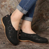 Casual Flat-Bottomed Hollow Hole Shoes Women Retro Round Head Pedal Lefu Shoes Lazy Single