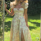 Women's New Broken Flower Collar Sexy Open Fork Spring Dress