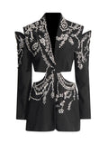 Catwalk Jacket In The Autumn Of 2025 New Fashion High-End Studded Coat With Bare Back And Bare Waist Suit