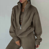 Women's New Zipper Grip Velvet Sweatwear Sports Fashion Jacket