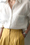 Sunscreen Blouse Spring Long Sleeve Shirt for Women 2023 New Korean Fashion Solid Color Cotton Linen Tops Clothes