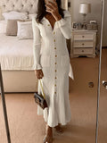 Collar Body Solid Temperament Elegant Knitted Dress Long Dress Autumn And Winter Women's