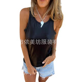 Spring Summer New Women's Pure Color Round Neckless Vest Top