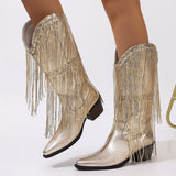 Mid-Clinity Fashion Boots Women Large-Size Retro Coarse And Folded Feet V Mouth Western