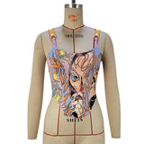 Zingj Women's New Autumn 2024 Fashion Print INS Tide Beam Waist Strap Vest Top Women's Bottom