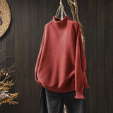 Retro Half-High Sweater Women Loose Large Plate Type 2025 Autumn And Winter Casual Knitted