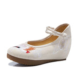 Zingj Heels Single Shoes Embroidered Cloth Shoes Spring And Autumn Ancient Wind Ethnic Wind Women's Shoes Mother Shoes Square Dance