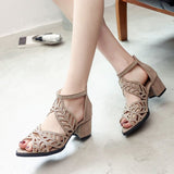 Fashion High-Heeled Sandals Women Summer Water Drill Hollow Size 4243 Yards Fish Mouth Roman