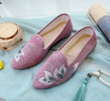Zingj Shoes Single Shoes Lotus Embroidered Cloth Shoes With Cheongsam Pointed Muller Women's Shoes Spring And Autumn