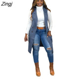 Classic Women Long Blazer Vest Elegant Office Lady Coat Female Waistcoat Causal Suits Sleeveless Jacket