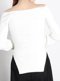 Zingj Sexy Knit Bottom Shirt Female 2024 Spring New Fashion Hem Irregular On Both Sides Of The Slit Knit