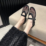 Metal Buckle Flat Sandals Women Wear 2025 Summer New Fashion Hollow Casual