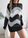 Shooting 2025 Autumn And Winter Casual Coloring Lantern Sleeve Sweater Dress Women's